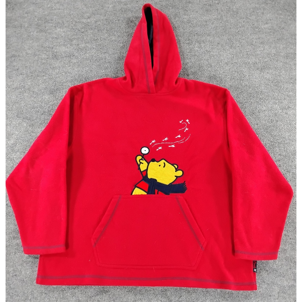 Disney Winnie Pooh Fleece Hoodie XL Polyester Streetwear Lounge Vintage 90s